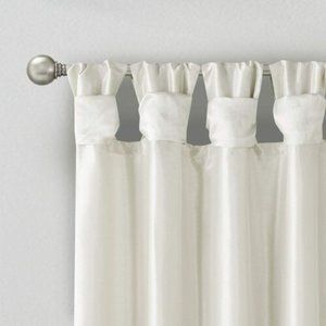 NWOP 2-Piece White Madison Park Emilia Lined Faux Silk Twisted Tab Valance